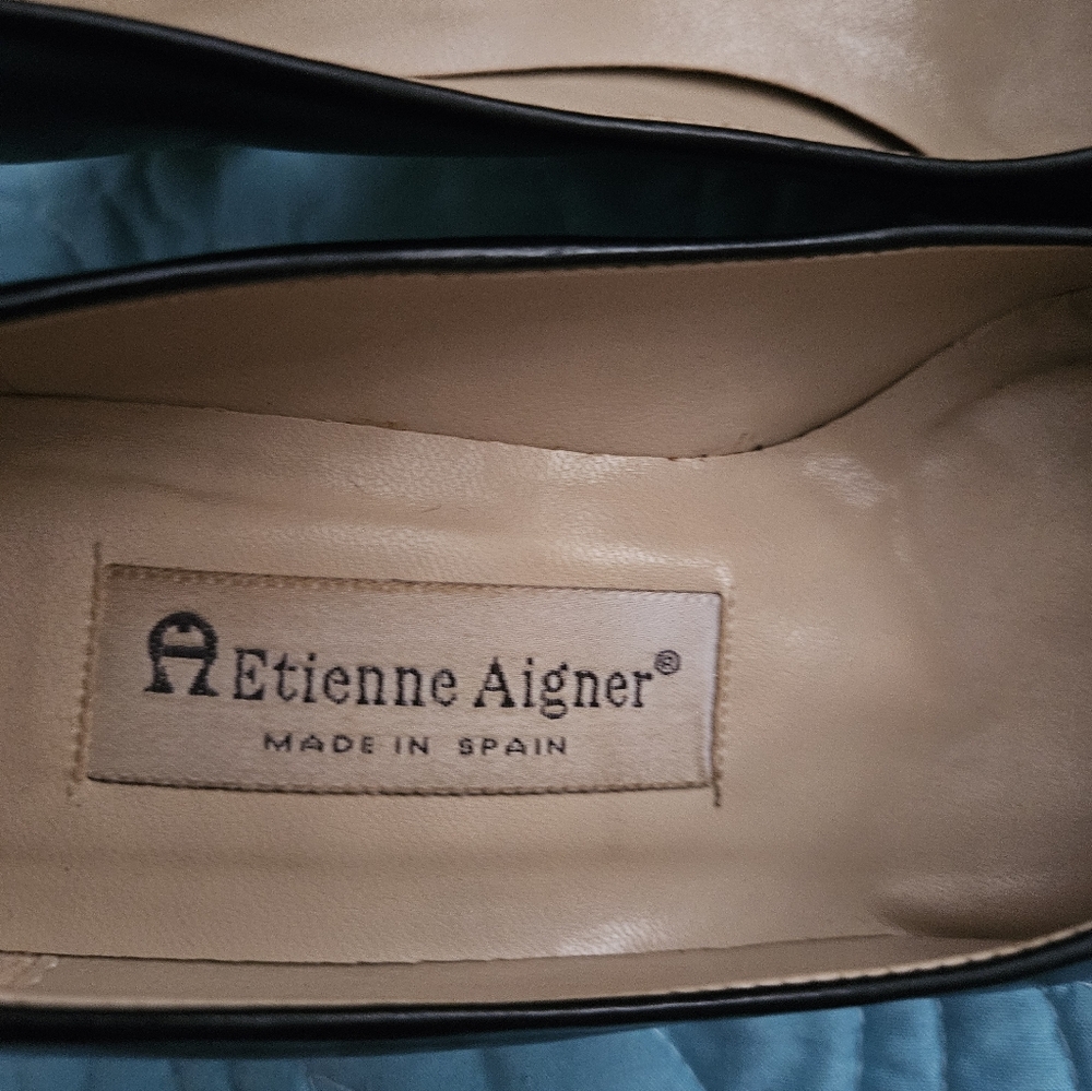 Etienne Aigner Black and Cream Leather Footwear
